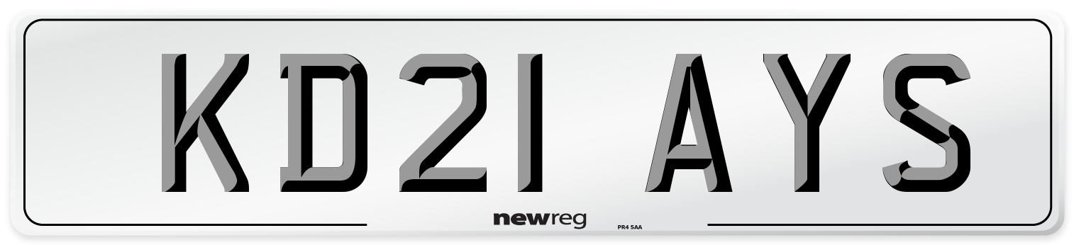 KD21 AYS Number Plate from New Reg